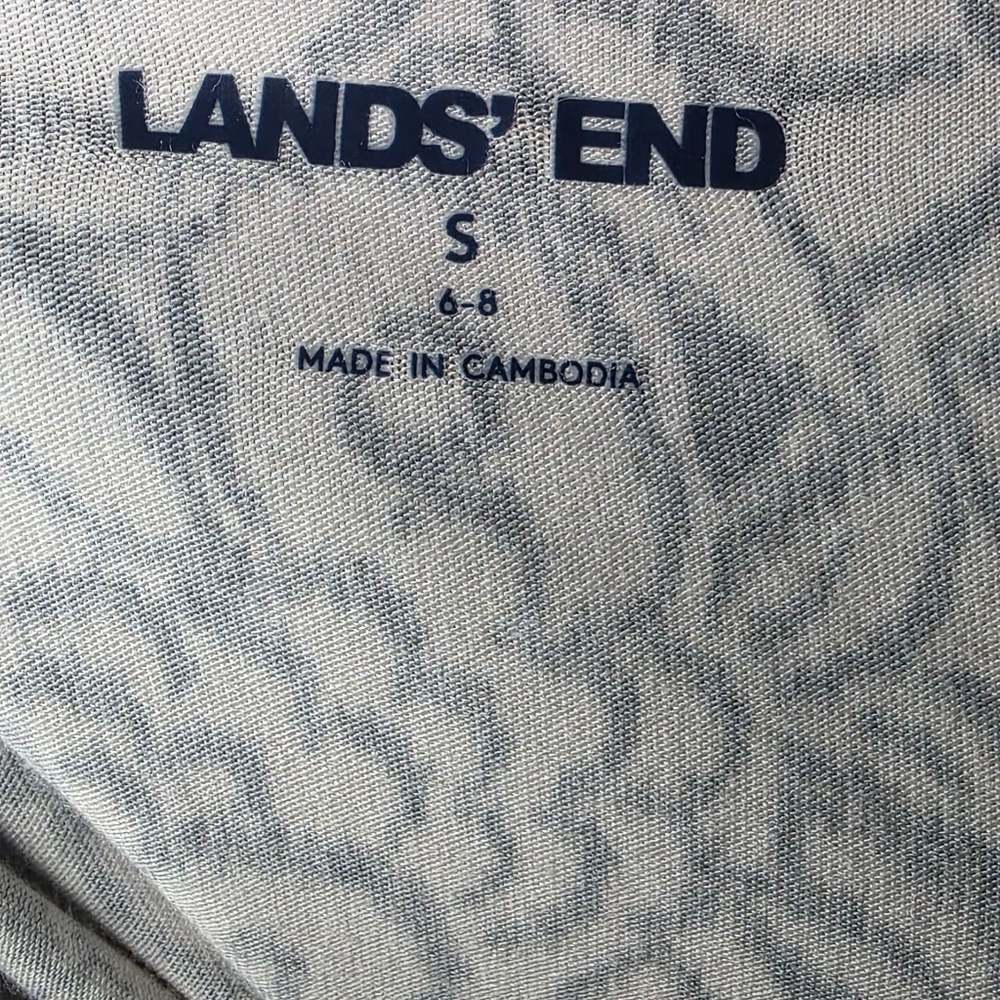 Lands' End Women Black and White Patterned 3/4 Sleeves Top Size S - Picture 7 of 8